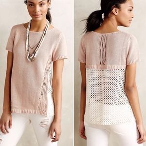 Anthropologie Moth Madeira Eyelet Back Pullover Sweater Sz Small Retails $88